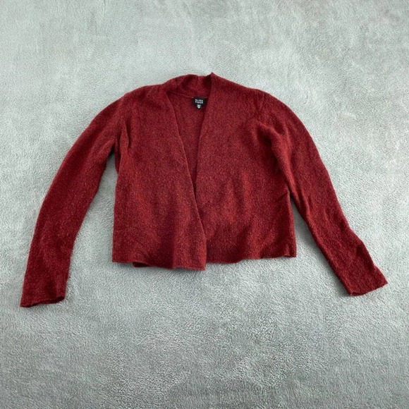 Eileen Fisher Womens Red Wool/Nylon Open Front Cardigan Sweater M 4811 - Picture 1 of 8